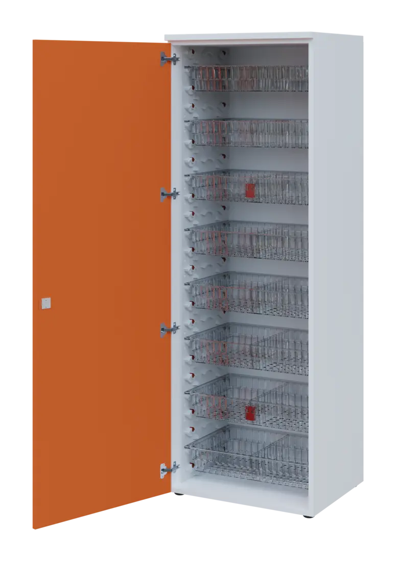 EUROMEDICA D - 66/M TRANSPARENT skříň léková boxová, 1-dveřová, levá, 1950x660x535, korpus bílý, dví